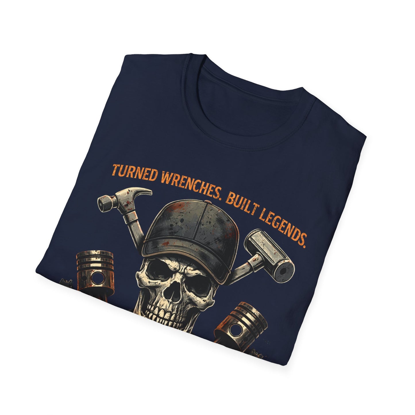 Retired Mechanic T-Shirt — "Turned Wrenches, Built Legends" Skull & Tools Tee