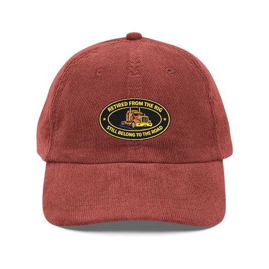 Corduroy Embroidered Cap — "Retired From the Crew" Vintage Trucker Hat