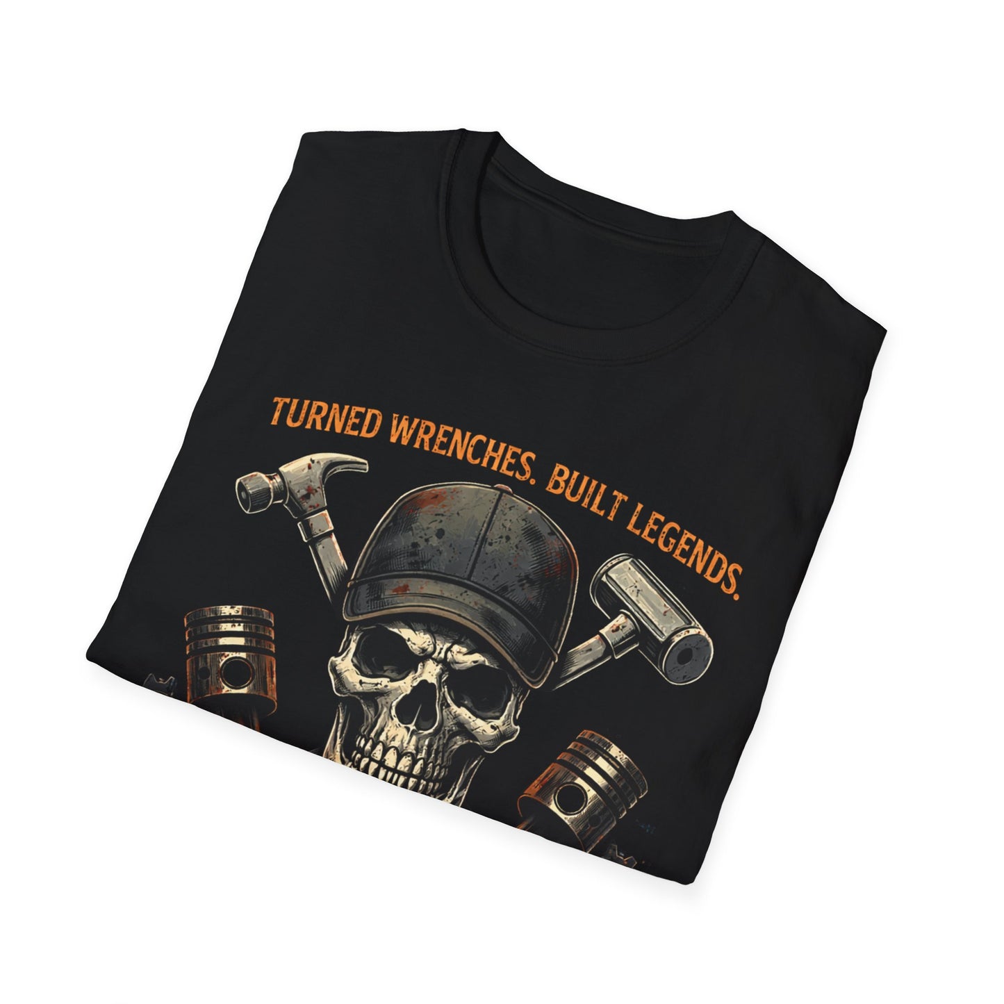 Retired Mechanic T-Shirt — "Turned Wrenches, Built Legends" Skull & Tools Tee