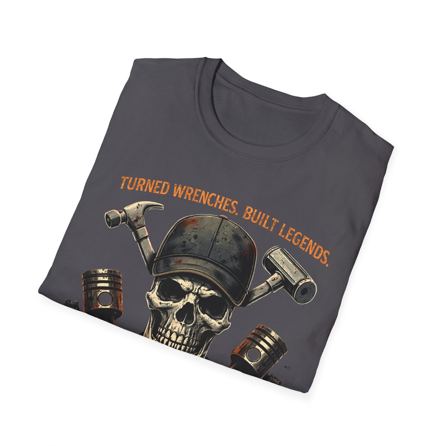 Retired Mechanic T-Shirt — "Turned Wrenches, Built Legends" Skull & Tools Tee